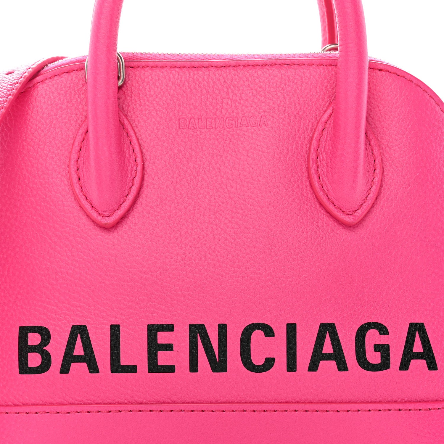 Balenciaga Signature Grained Calfskin Logo XXS Ville Top Handle Bag Fuchsia 8 of 10