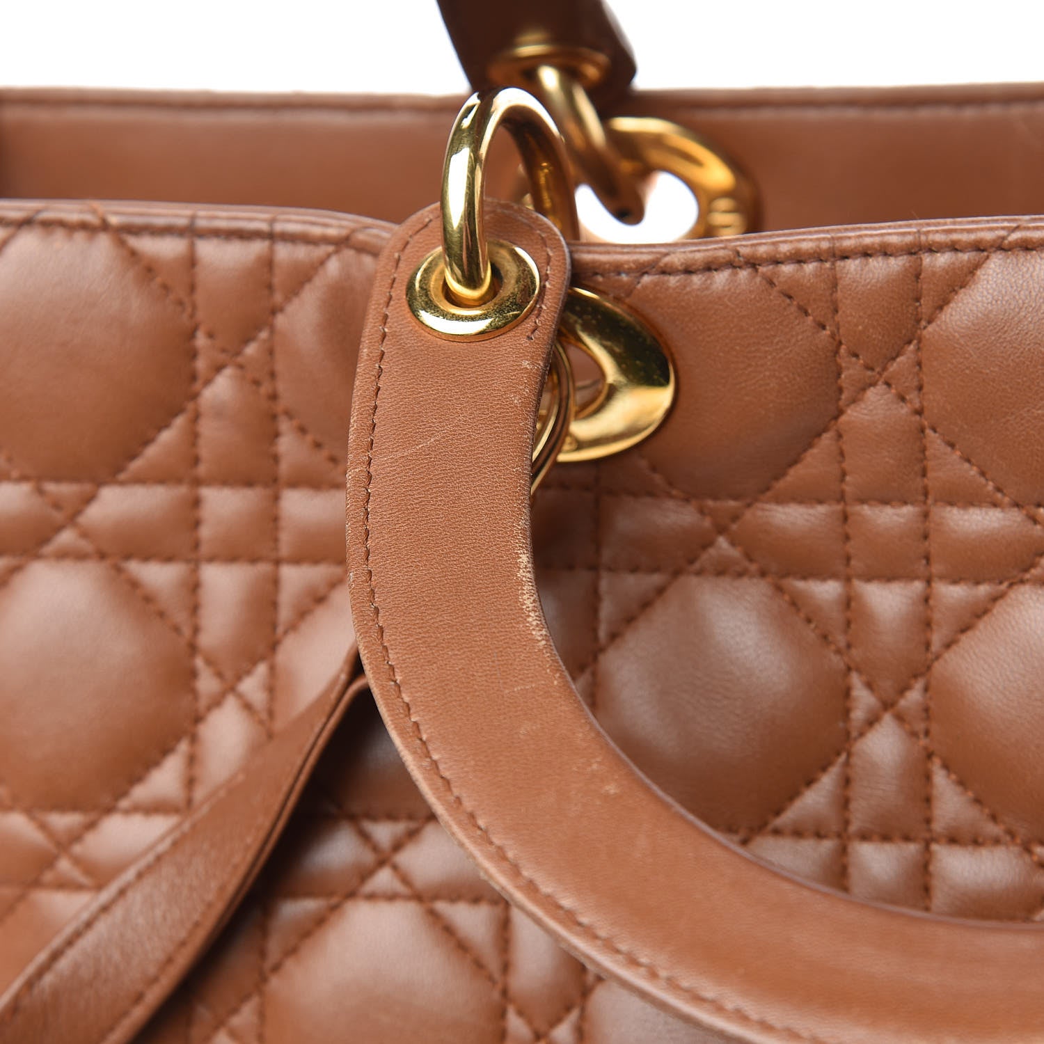 Christian Dior Lambskin Cannage Large Lady Dior Tan 8 of 33