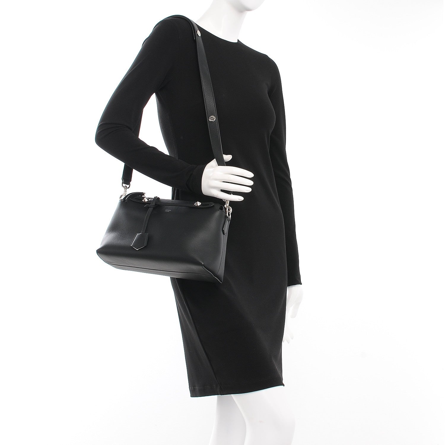 Fendi Vitello Dolce Medium By The Way Boston Bag Black 2 of 10