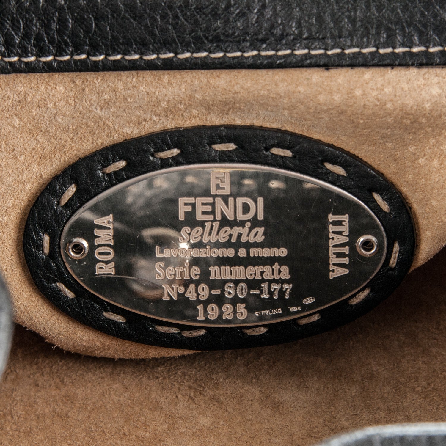 Fendi Calfskin Romano Selleria Drawstring Backpack Brown 6 of 6