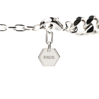 Christian Dior Sterling Silver Oblique Plate Chain Link Necklace 4 of 5