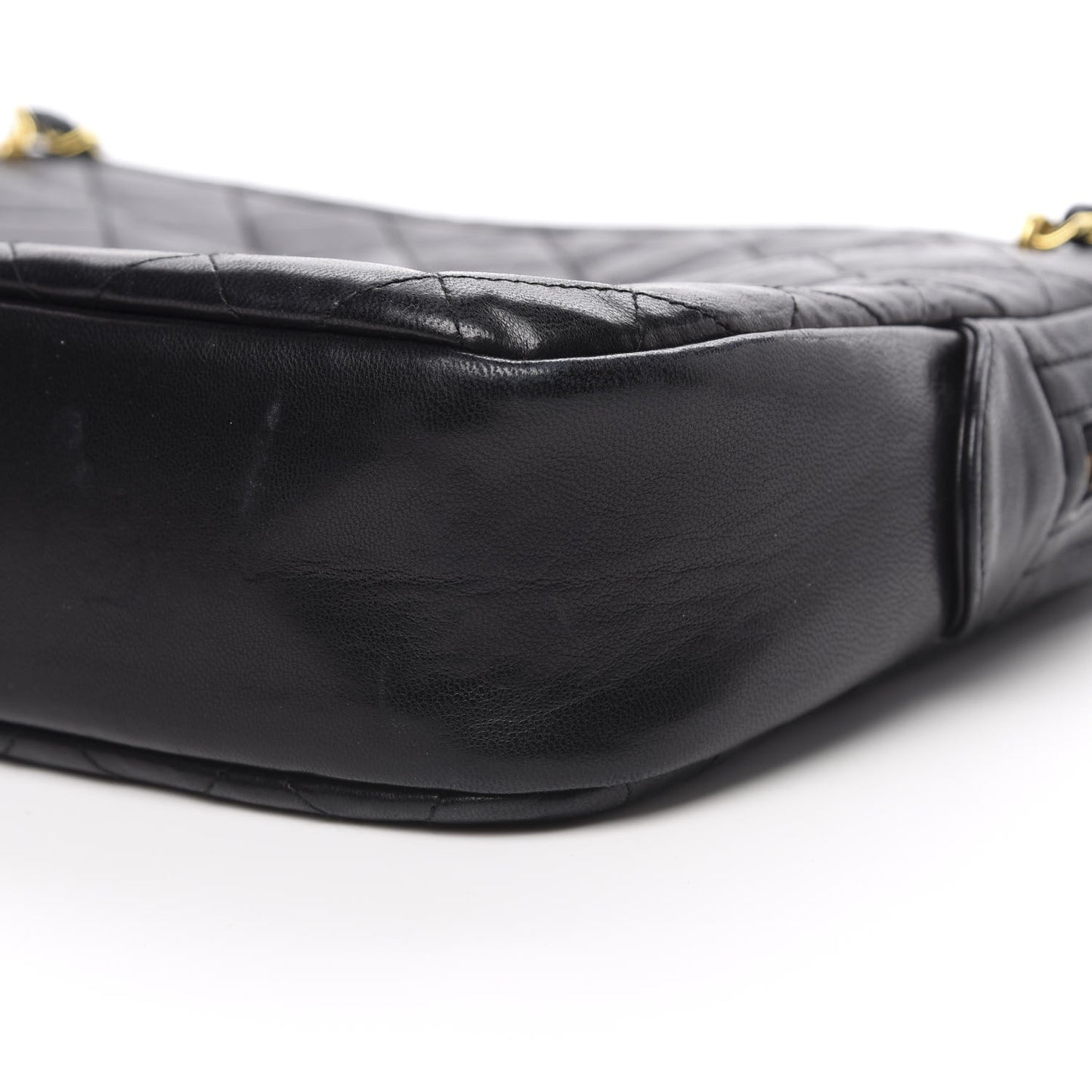 Lambskin Quilted Shoulder Bag Navy Blue