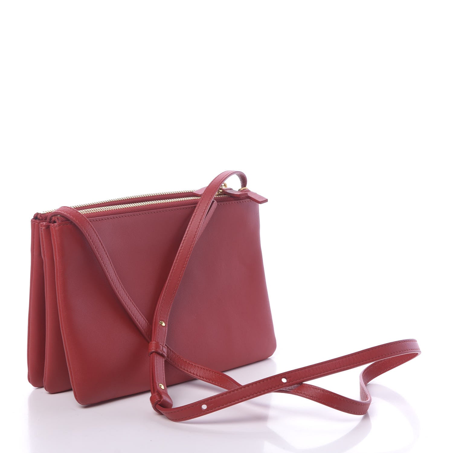 Celine Lambskin Small Trio Crossbody Bag Red 3 of 13