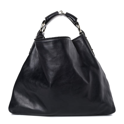 Gucci Calfskin Large Horsebit Chain Hobo Black 1 of 9