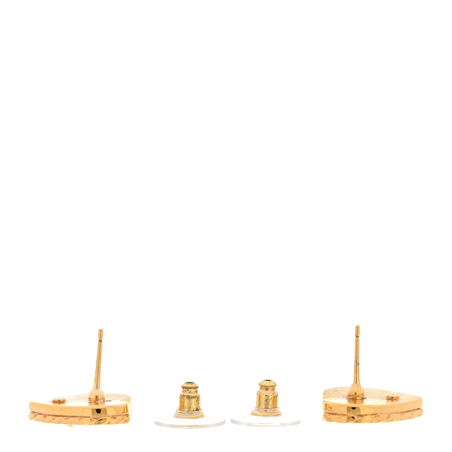 Chanel Metal Enamel CC Denim Heart Earrings Gold Blue 3 of 5