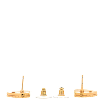 Chanel Metal Enamel CC Denim Heart Earrings Gold Blue 3 of 5