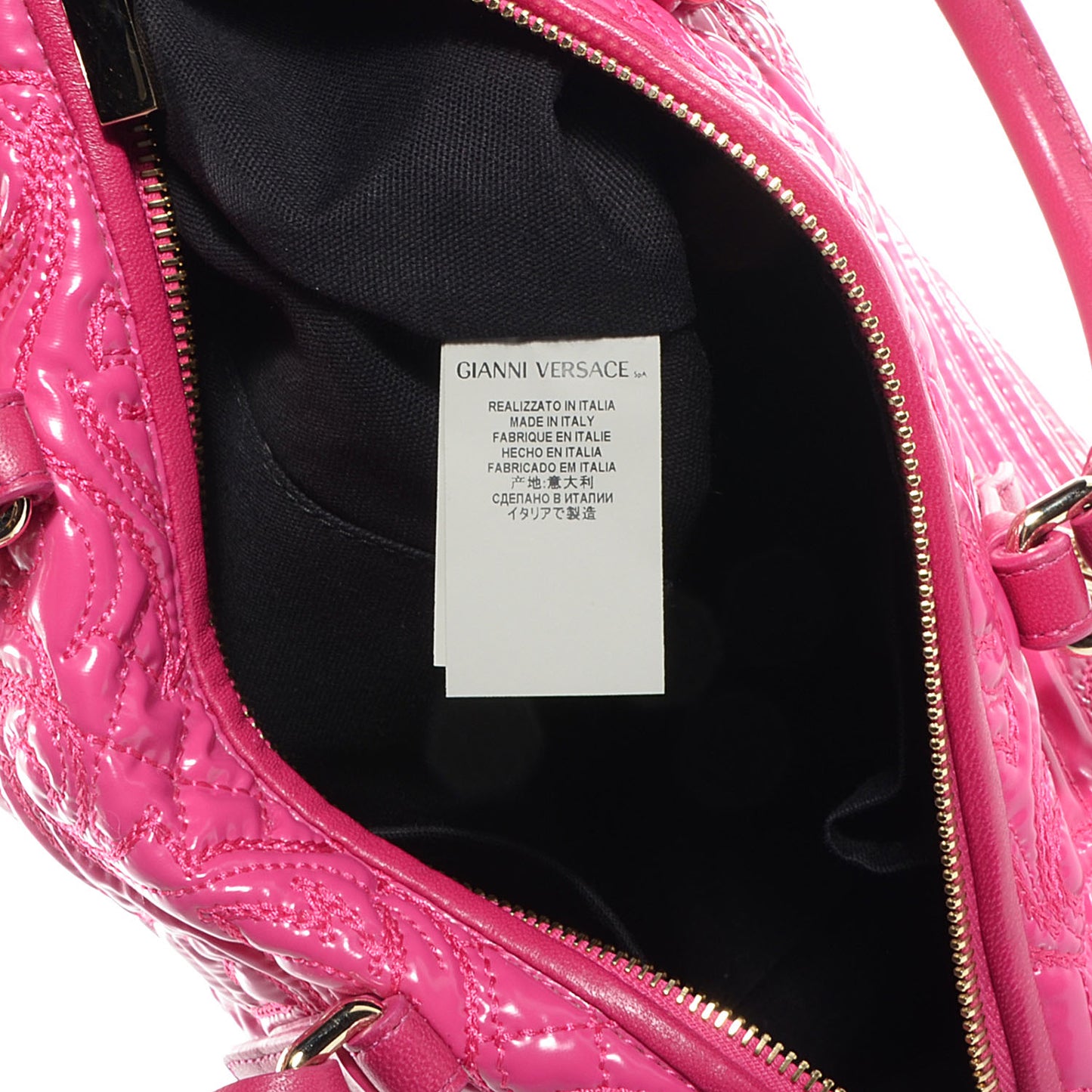 Barocco Quilted Leather Vanitas Bowling Bag Fuchsia