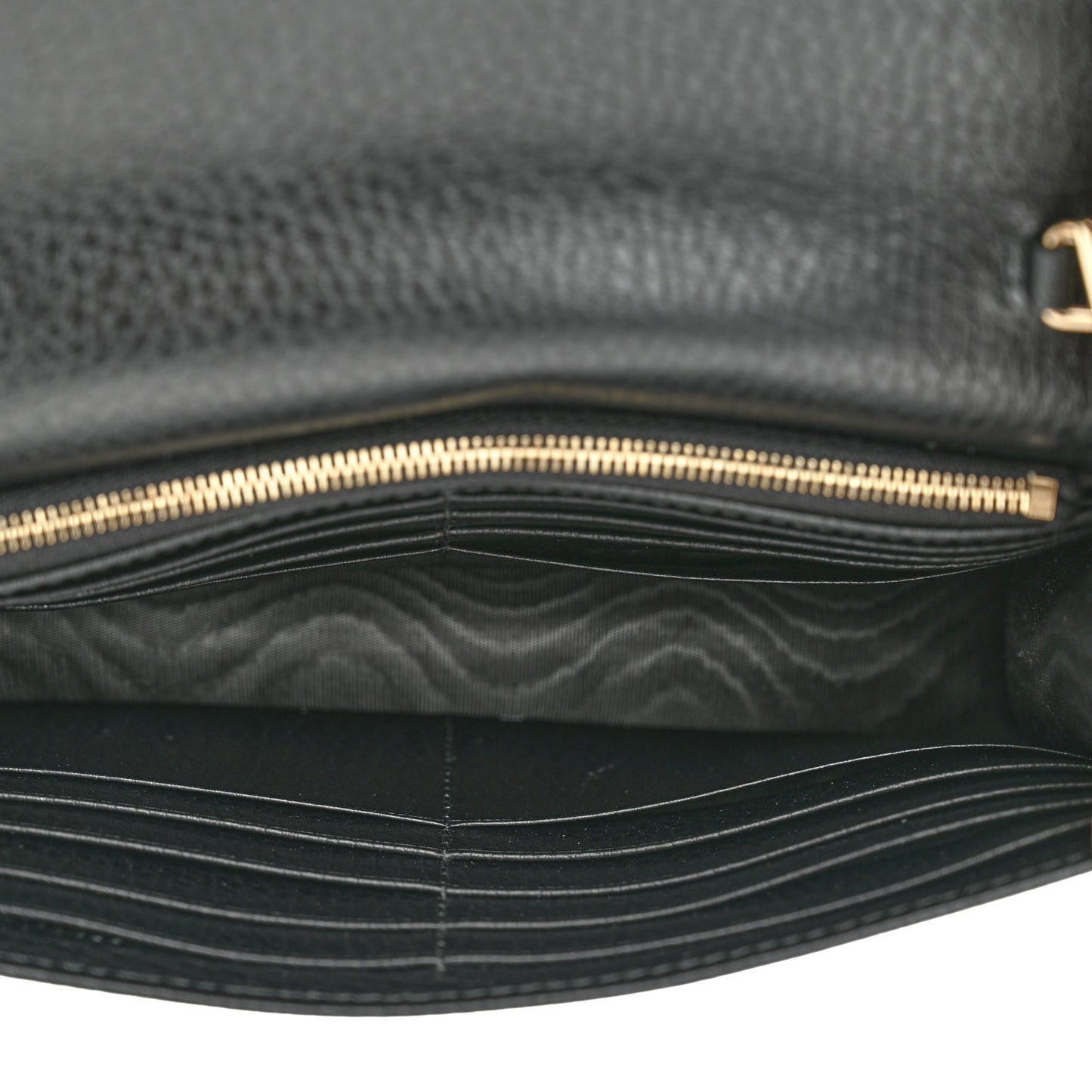 Dollar Calfskin Interlocking G Chain Wallet Black