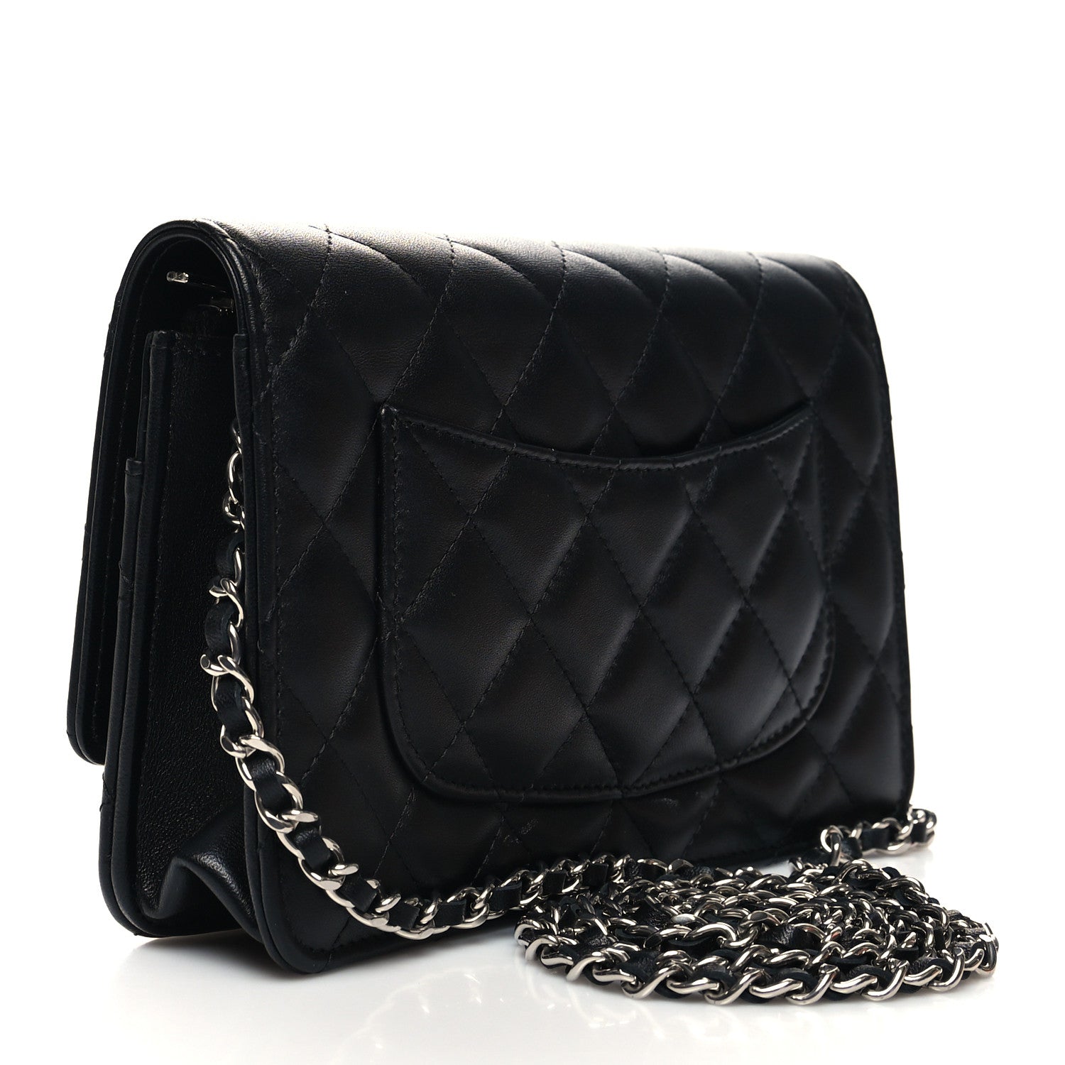 Chanel Lambskin Quilted Wallet On Chain WOC Black 3 of 12