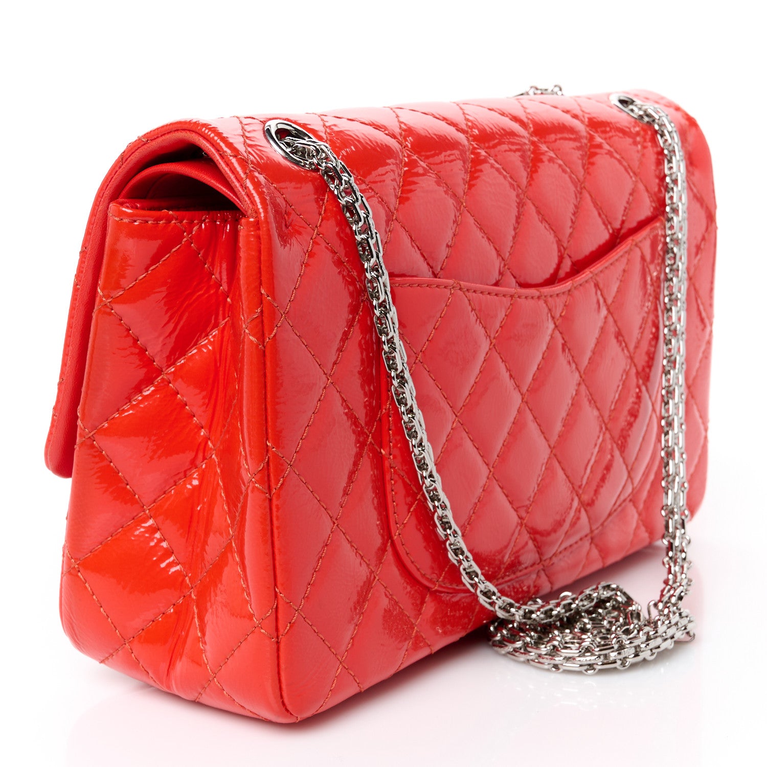 Chanel Distressed Patent Quilted 2.55 Reissue 226 Flap Red 3 of 10