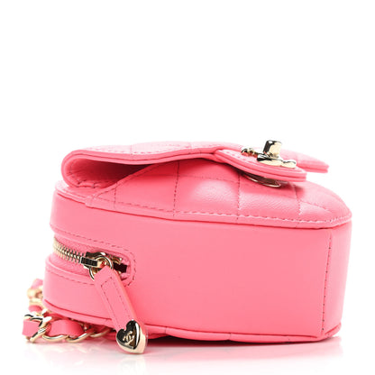 Chanel Lambskin Quilted CC In Love Heart Waist Belt Bag With Chain Pink 4 of 11