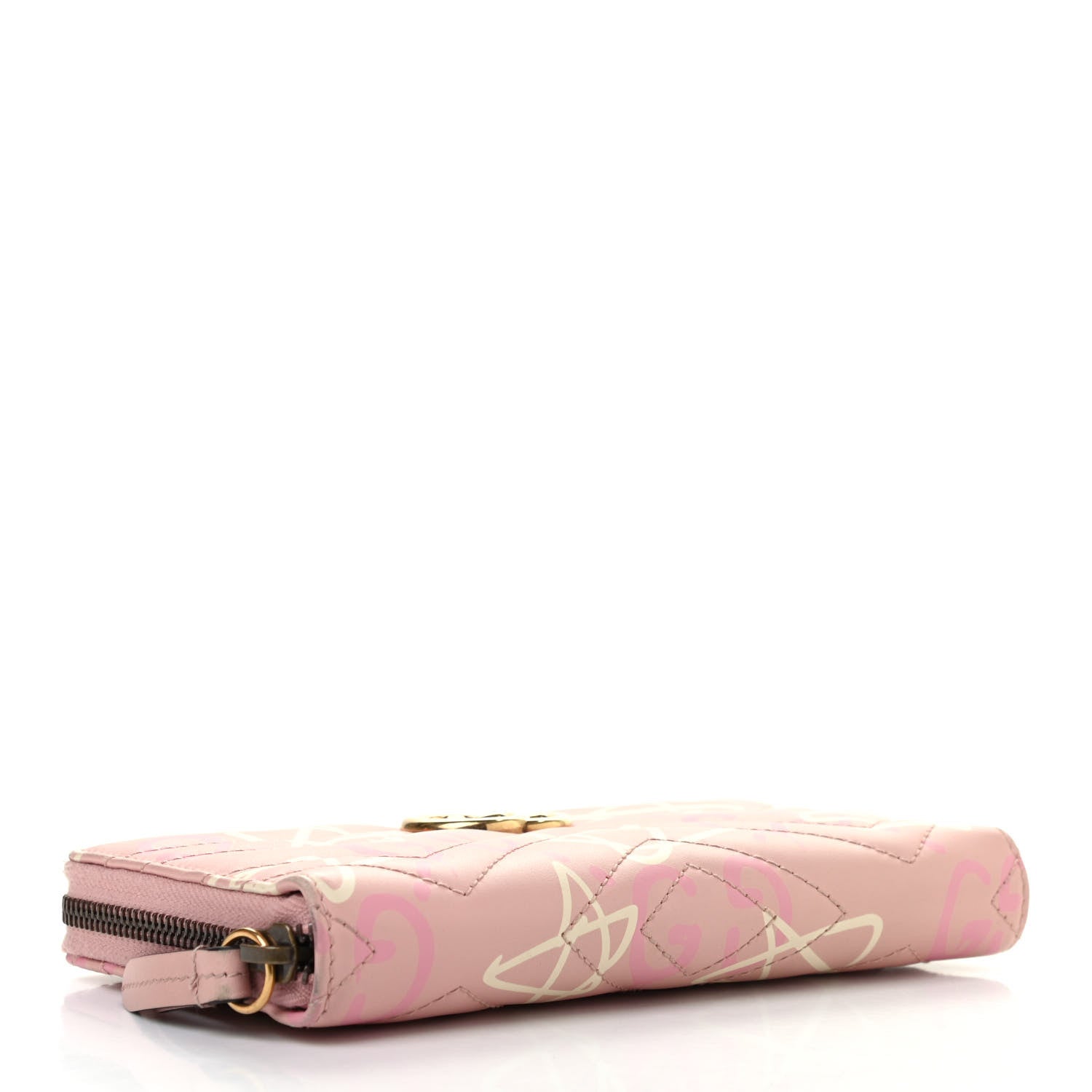 Gucci Calfskin Matelasse GucciGhost GG Marmont Zip Around Wallet Perfect Pink Rosa Ivory 4 of 8