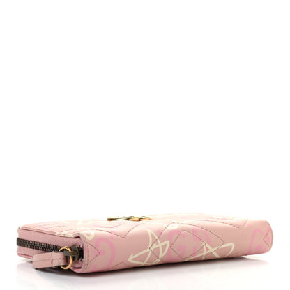Gucci Calfskin Matelasse GucciGhost GG Marmont Zip Around Wallet Perfect Pink Rosa Ivory 4 of 8