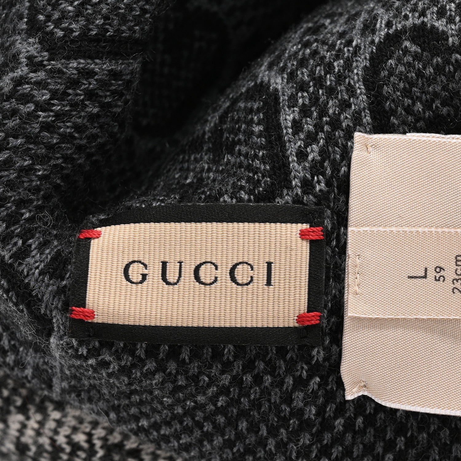 Gucci Wool Monogram Doubly G Beanie Hat L Black Dark Grey 5 of 5