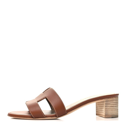 Hermes Calfskin Oasis Sandals 38 Gold 1 of 8