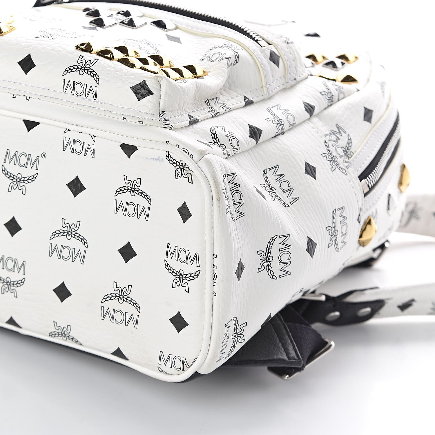 MCM Visetos Studded Small Stark M Backpack White 9 of 9