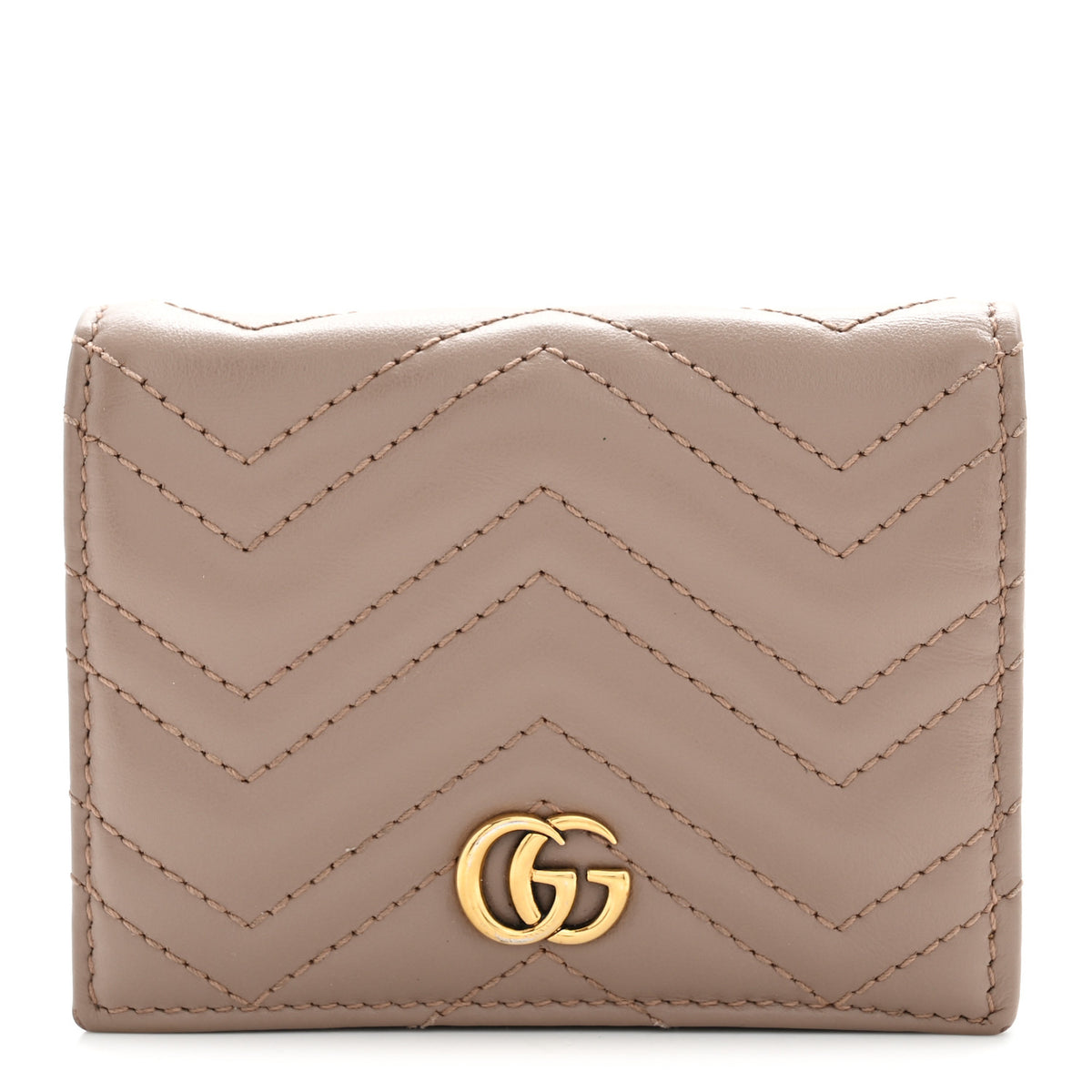 Calfskin Matelasse GG Marmont Card Case Wallet Porcelain Rose