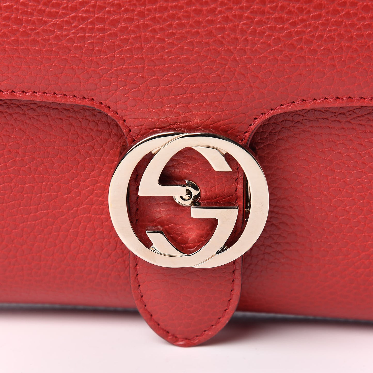 Dollar Calfskin Interlocking G Top Handle Shoulder Bag Red