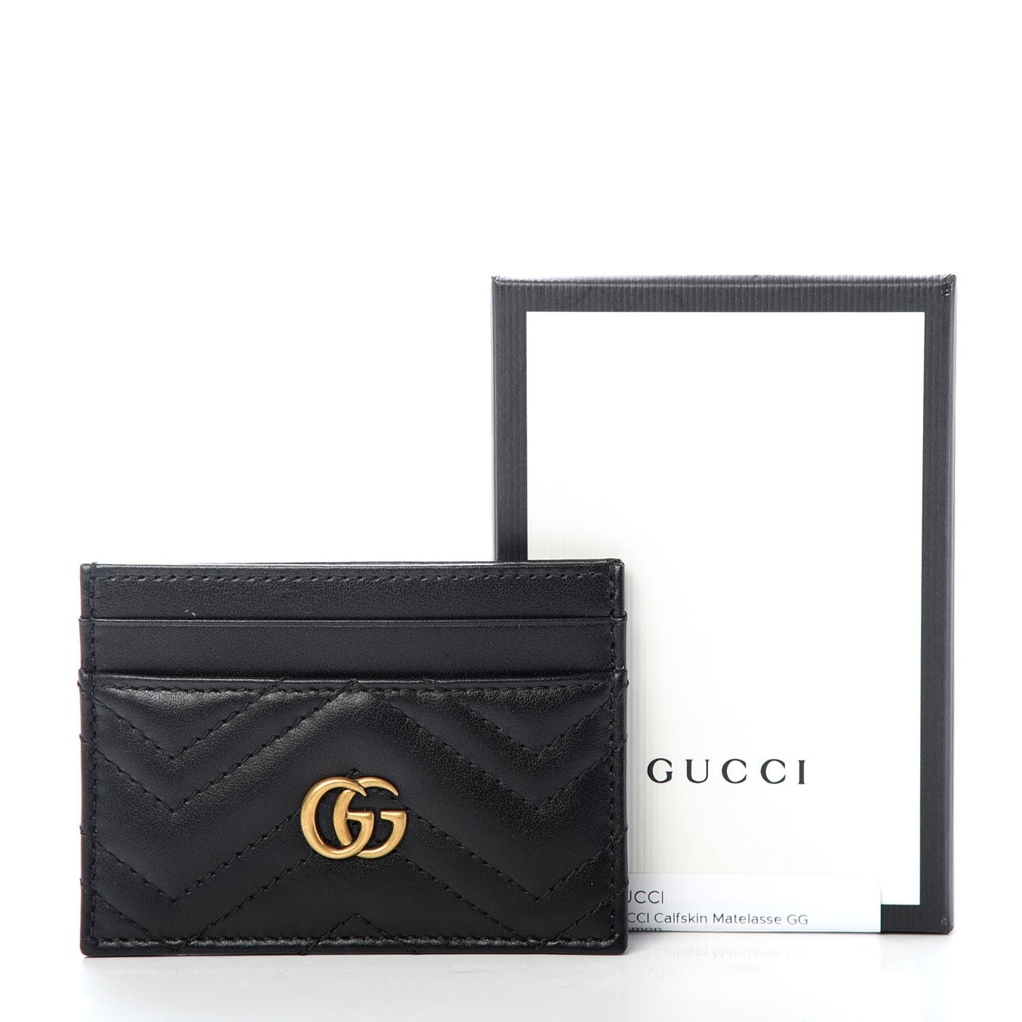 Calfskin Matelasse GG Marmont Card Holder Black