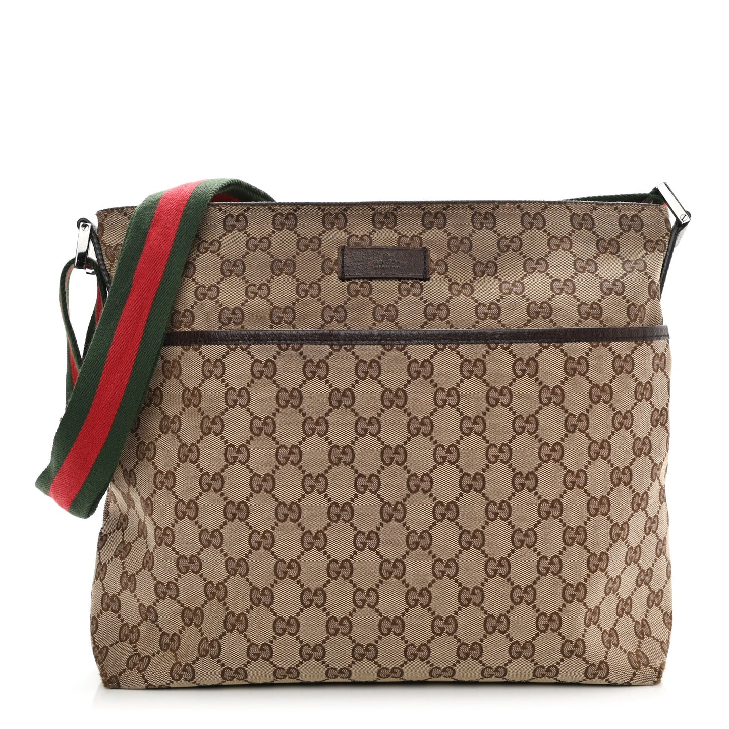 Monogram Web Medium Flat Messenger Bag Brown