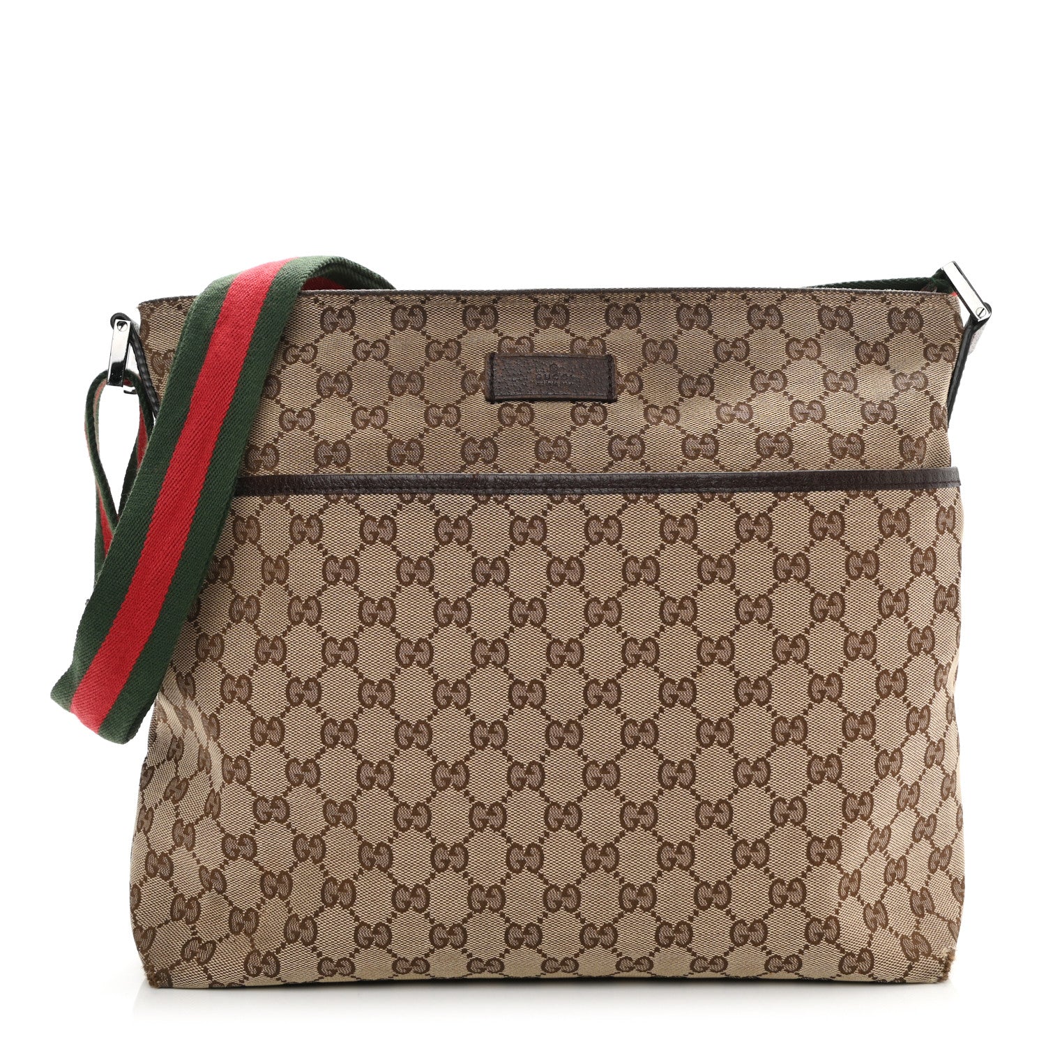 Gucci Monogram Web Medium Flat Messenger Bag Brown 1 of 17