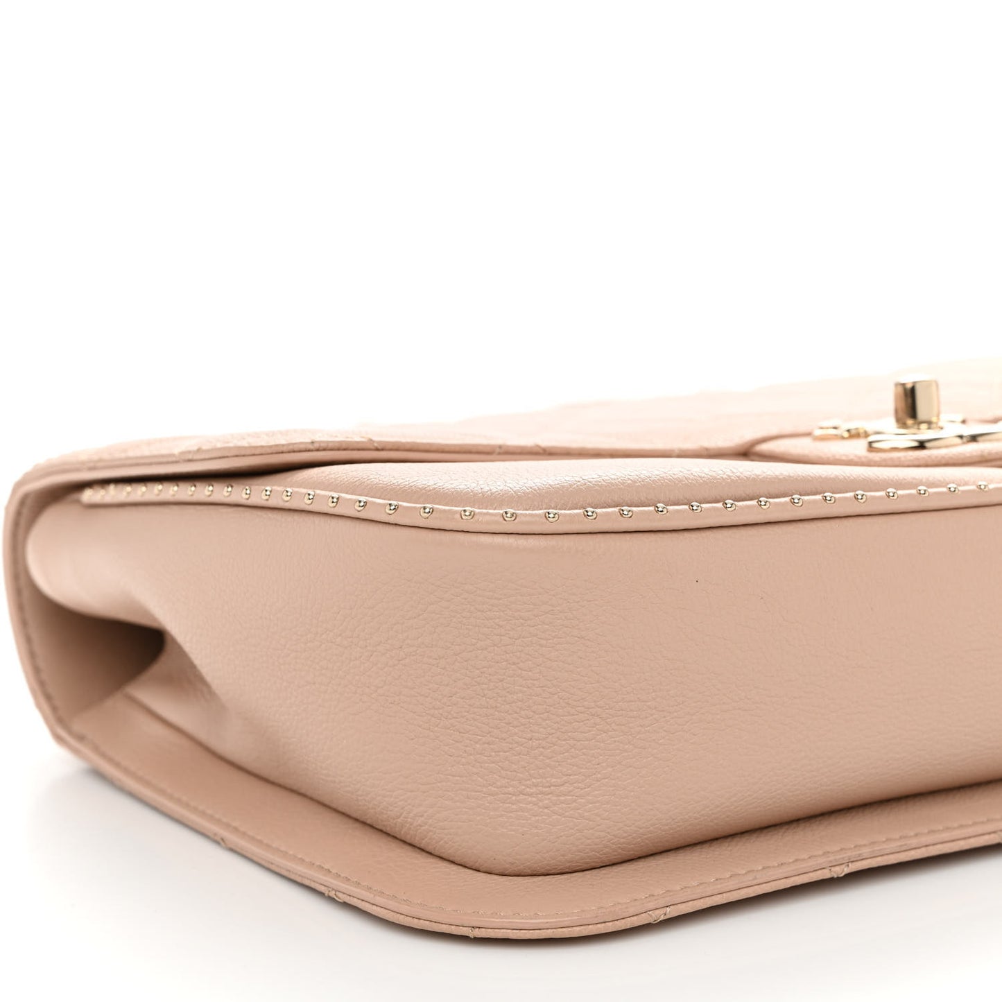 Caviar Quilted Large Studded Flap Beige