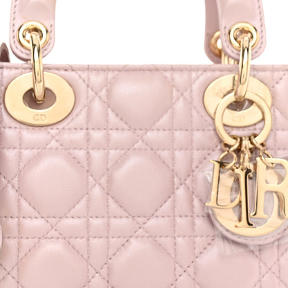Christian Dior Metallic Lambskin Cannage Mini Lady Dior Lotus 7 of 10