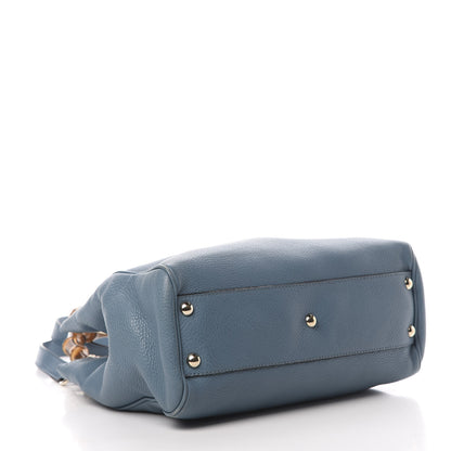 Gucci Calfskin Small Bamboo Shopper Tote Light Blue 5 of 18
