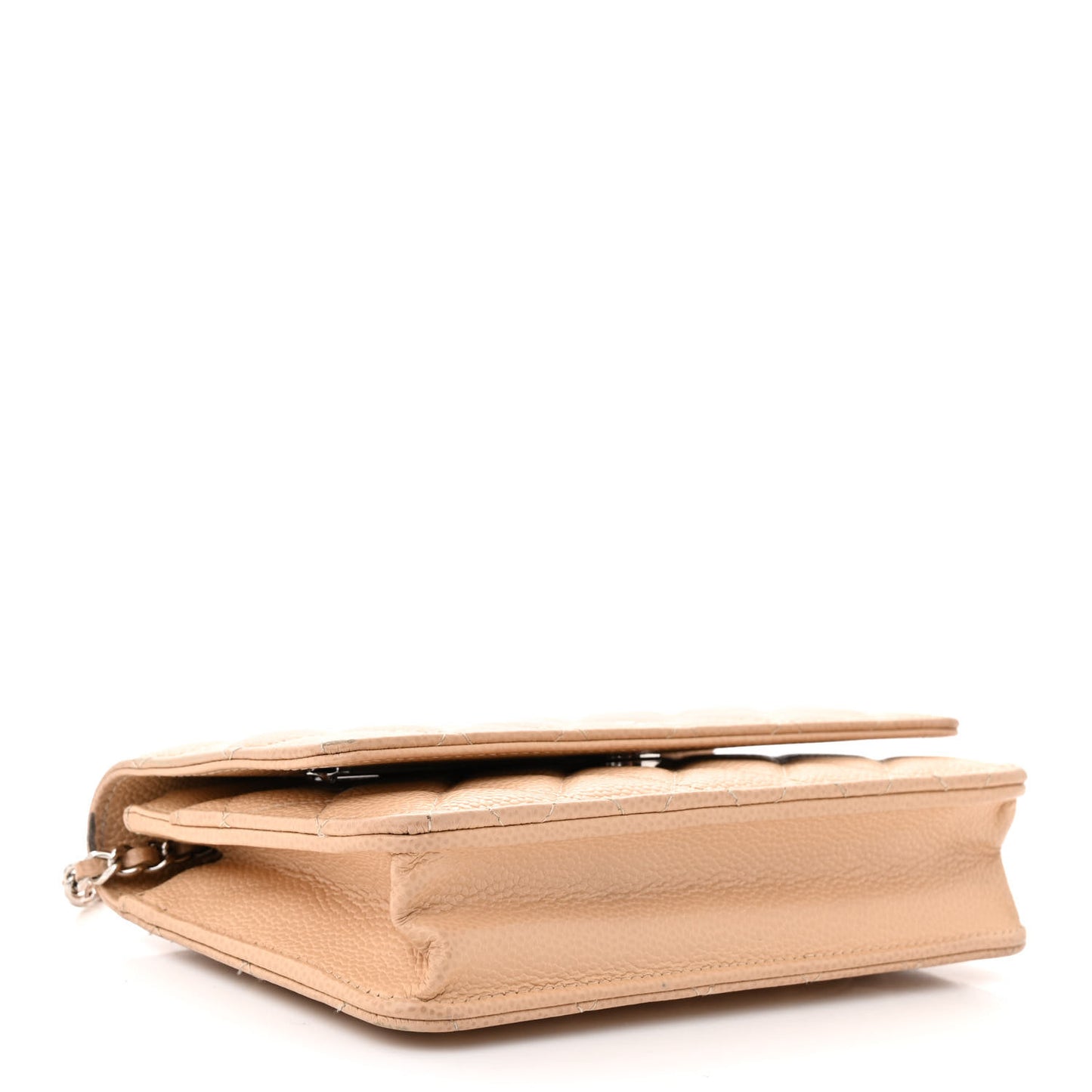 Caviar Quilted Wallet on Chain WOC Beige