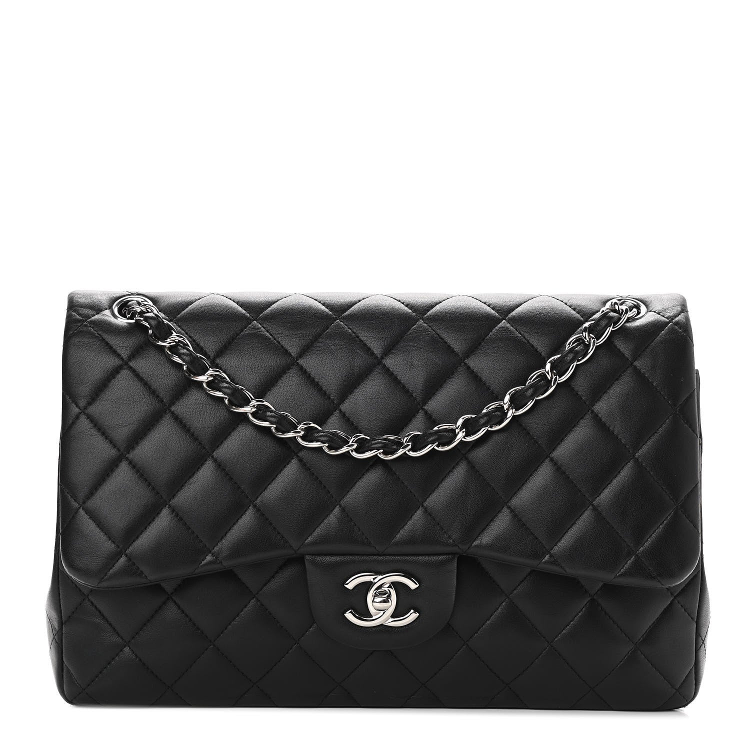Chanel Lambskin Quilted Jumbo Double Flap Black 1 of 13