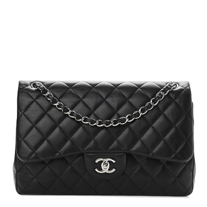 Chanel Lambskin Quilted Jumbo Double Flap Black 1 of 13