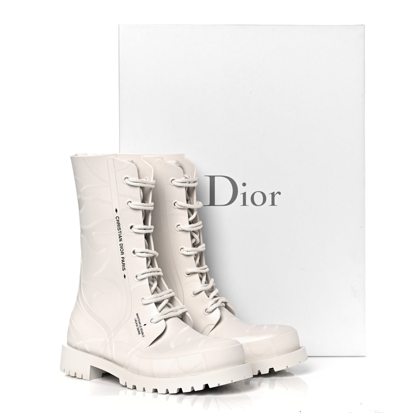 Rubber Camouflage Diorcamp 15mm Tall Boots 39 Off White