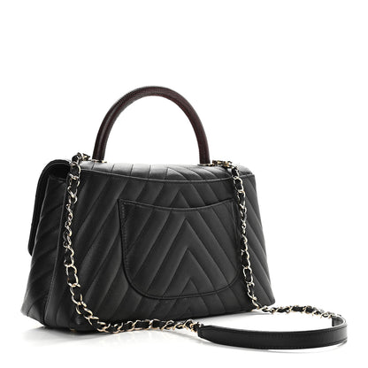 Chanel Caviar Lizard Embossed Quilted Chevron Small Coco Handle Flap Black 2 of 9