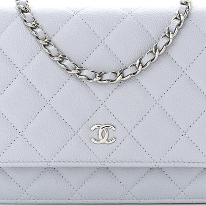 Chanel Caviar Quilted Wallet On Chain WOC Light Grey 9 of 11