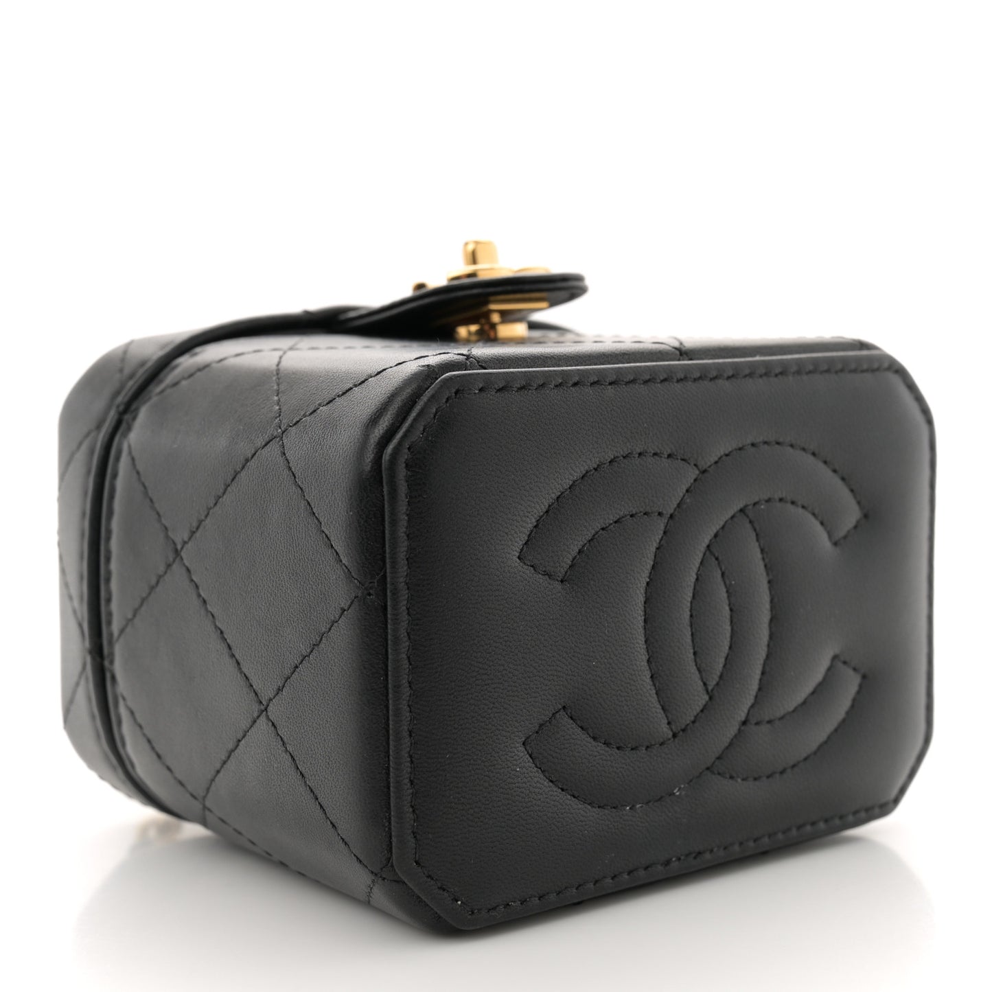 Lambskin Quilted Vanity Clutch With Chain Black