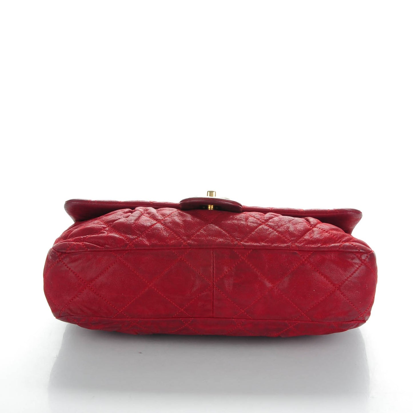Iridescent Calfskin Large Chic Quilt Flap Red