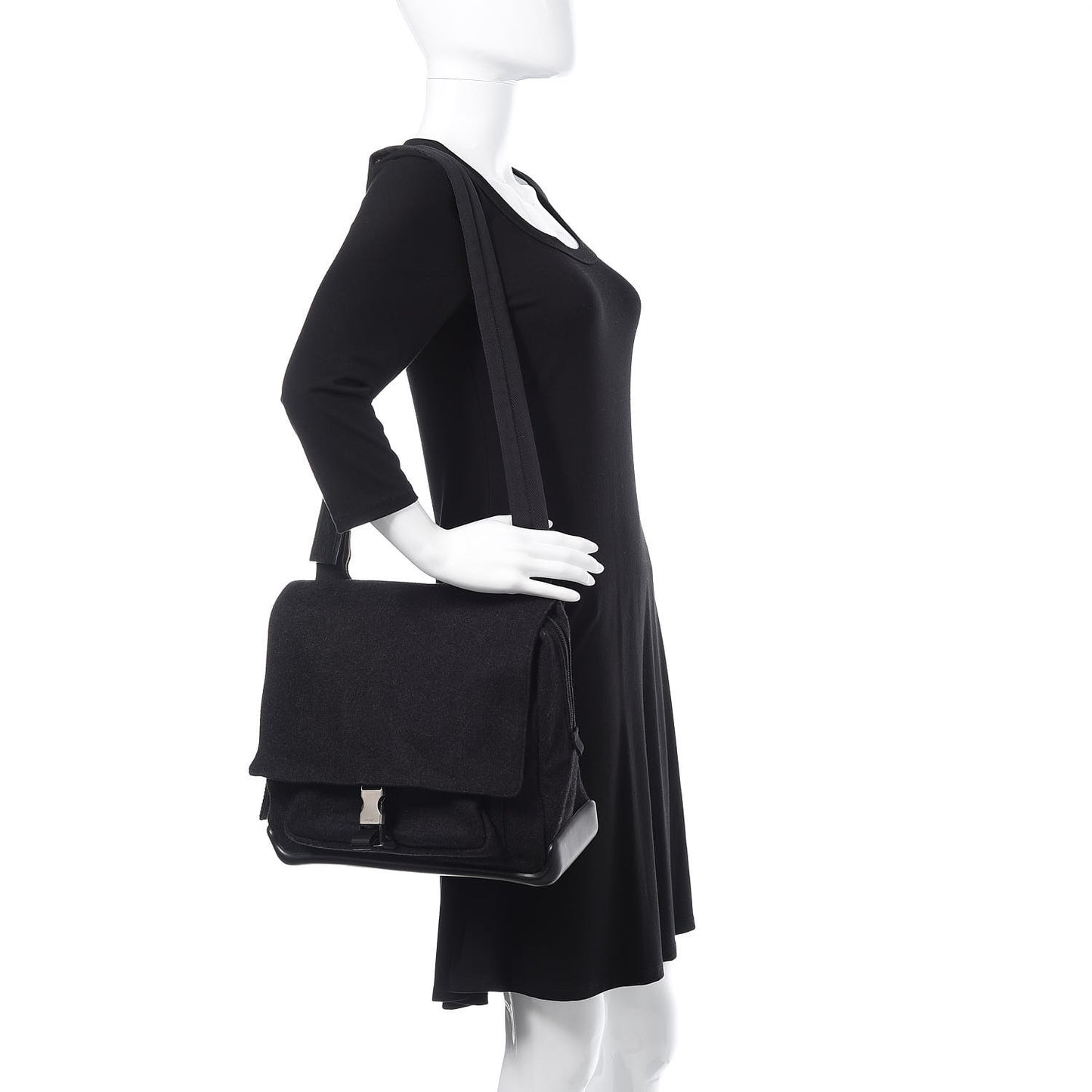 Wool Messenger Satchel Black