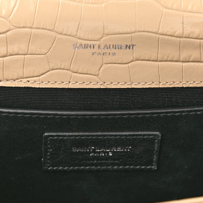 Saint Laurent Calfskin Crocodile Embossed Small Classic Monogram Kate Tassel Satchel Nude Powder 6 of 9