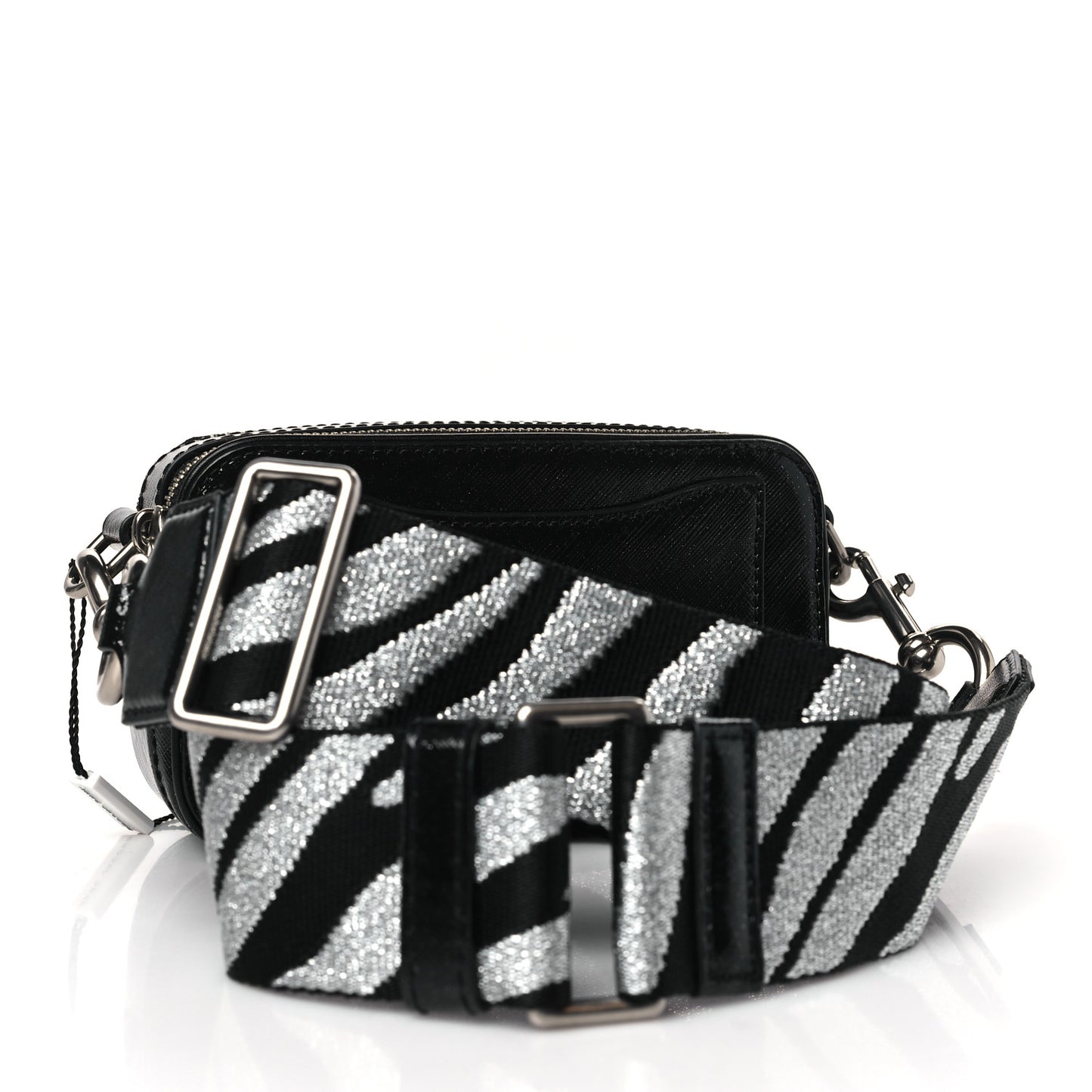 Calfskin Sequin Snapshot Camera Bag Black