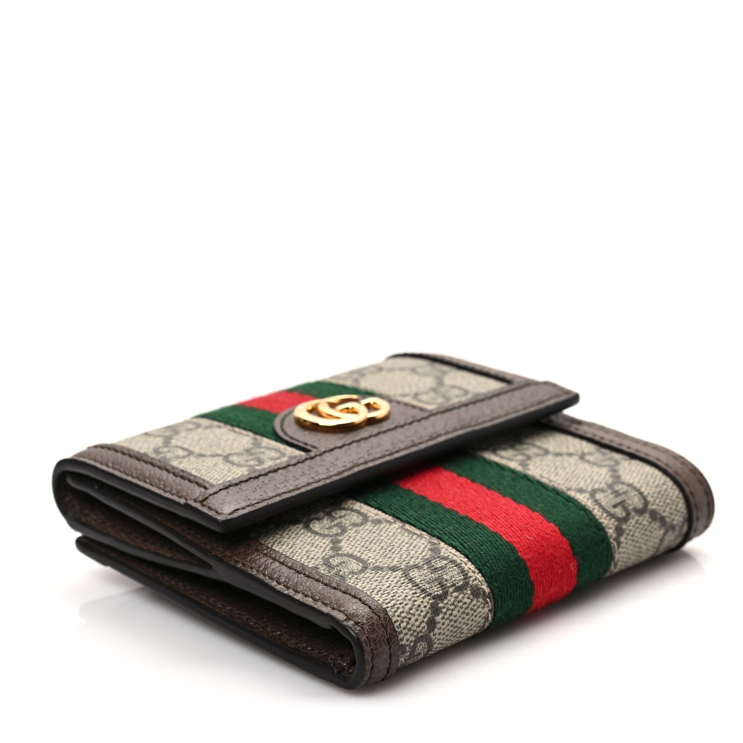 GG Supreme Monogram Web Ophidia French Flap Wallet Beige New Acero