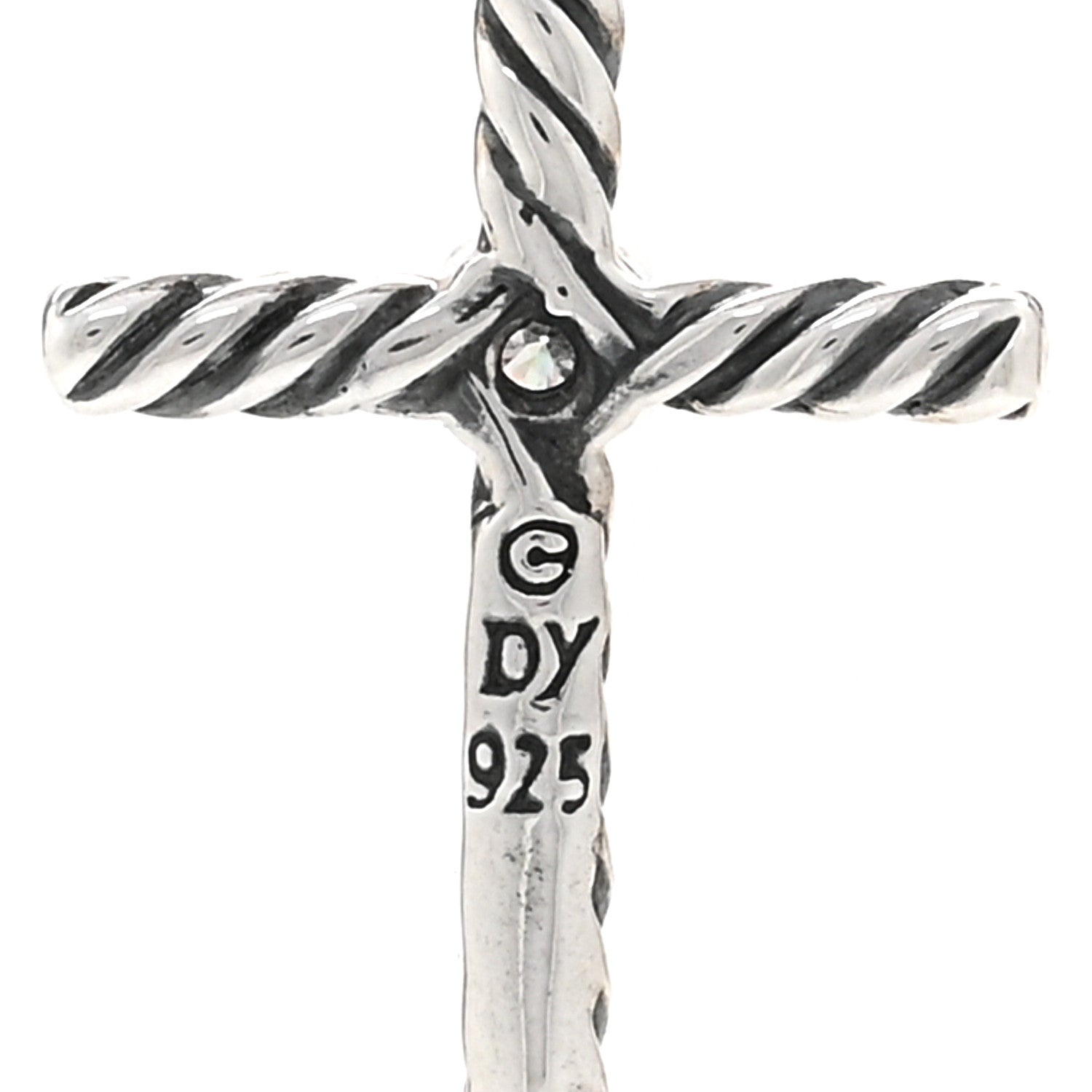 David Yurman Sterling Silver Diamond Cable Classics Cross Necklace 4 of 4
