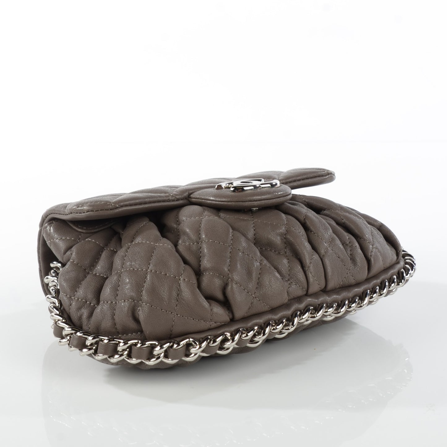 Washed Lambskin Quilted Mini Chain Around Messenger Grey