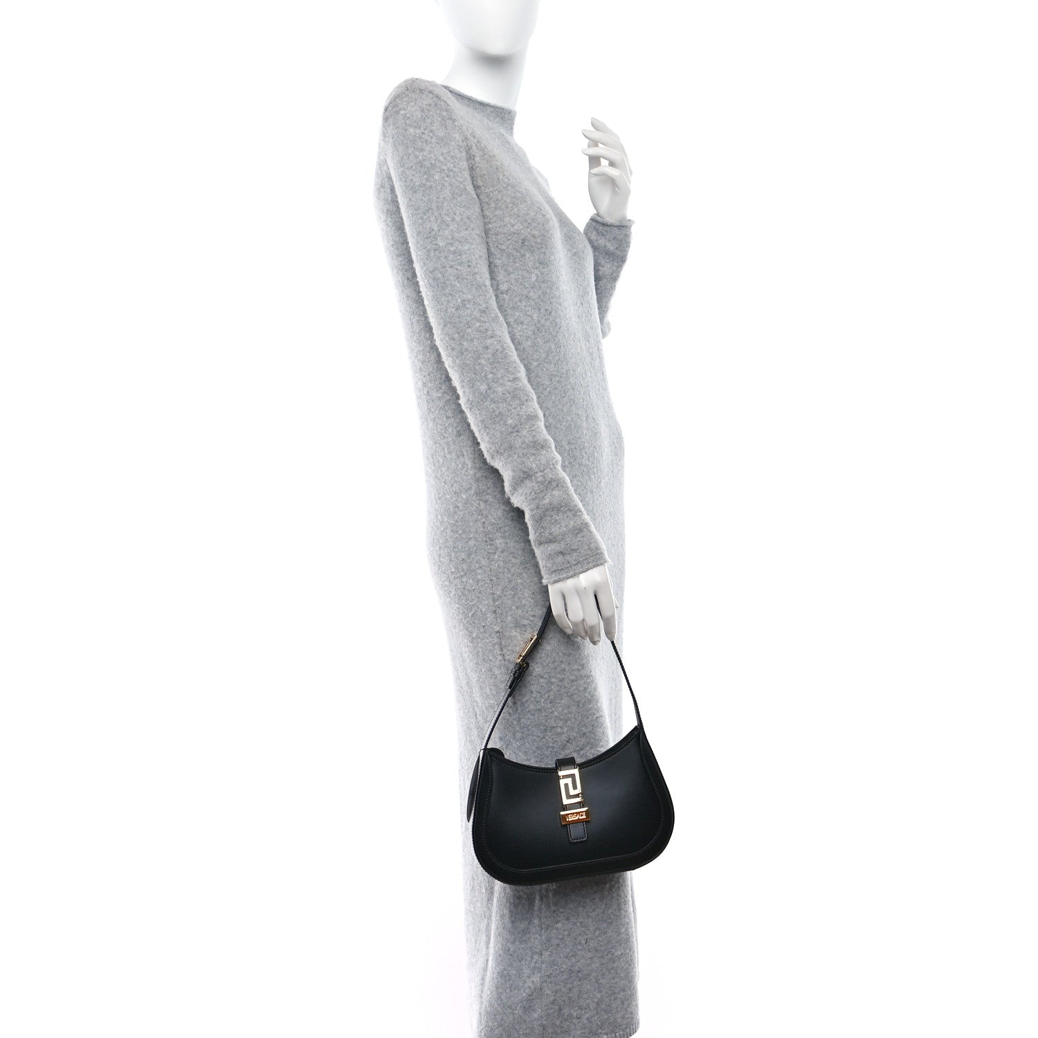 Versace Calfskin Small Greca Goddess Hobo Black 2 of 8
