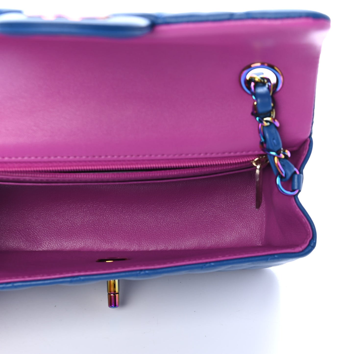 Lambskin Quilted Mini Rectangular Flap Blue Purple
