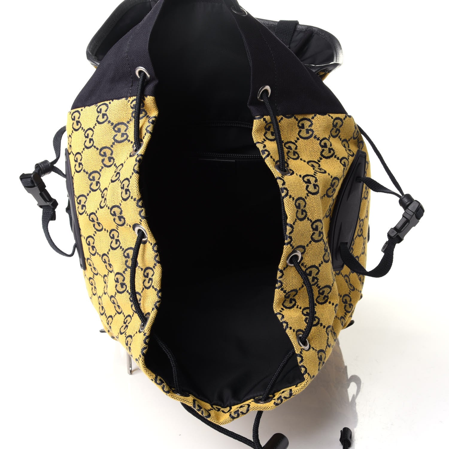 Gucci Monogram Multicolor Script Logo Large Double Pocket Backpack Yellow Blue 3 of 4