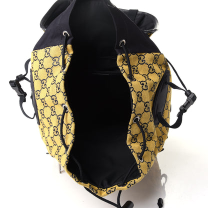 Gucci Monogram Multicolor Script Logo Large Double Pocket Backpack Yellow Blue 3 of 4