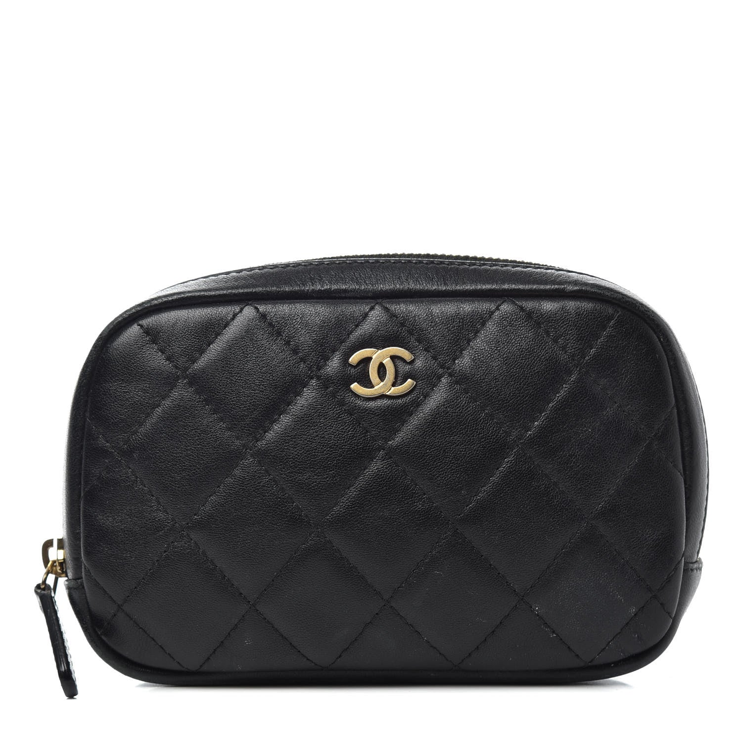 Chanel Lambskin Quilted Small Curvy Pouch Cosmetic Case Black 1 of 7