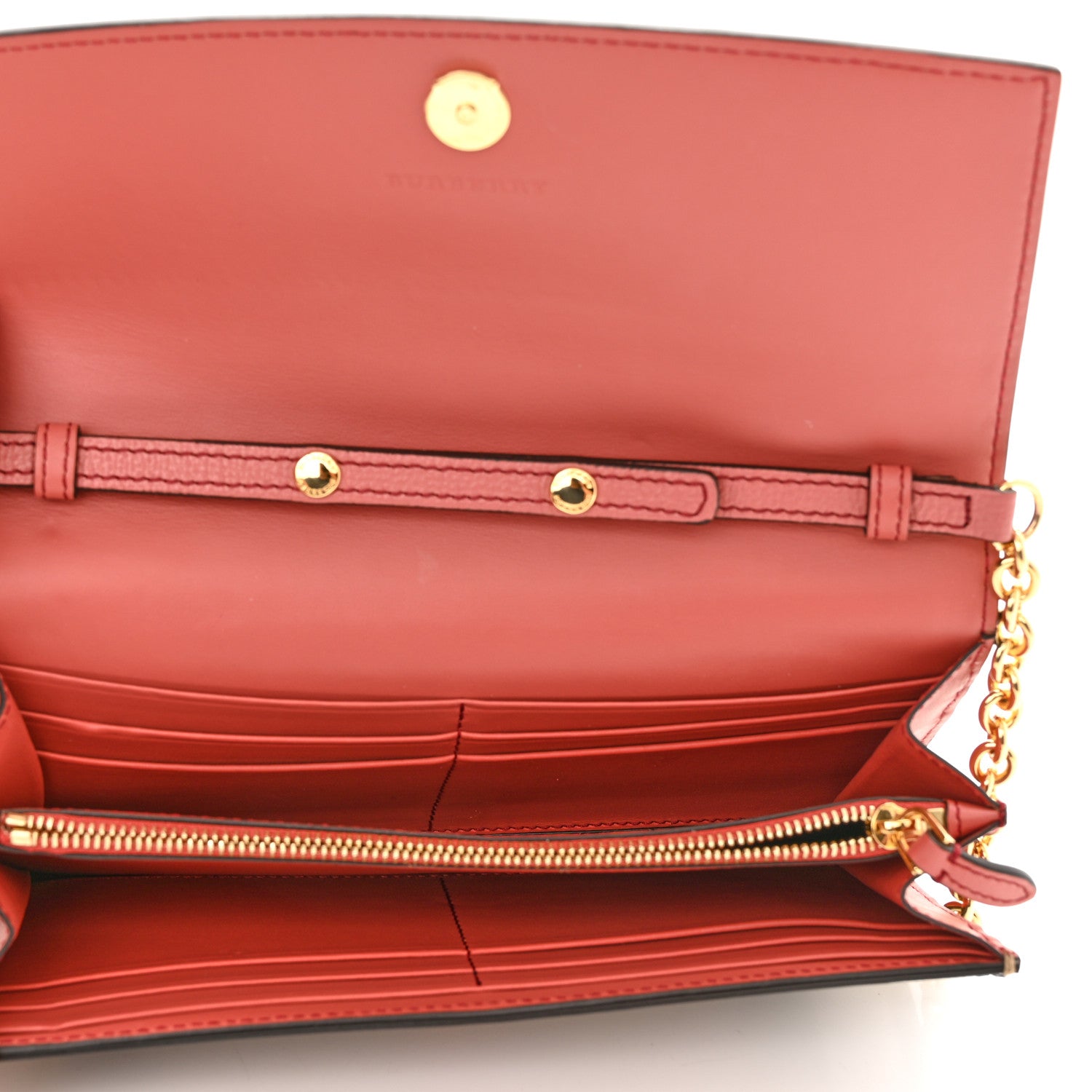Burberry Grainy Calfskin House Check Henley Wallet On Chain Cinnamon Red 5 of 9