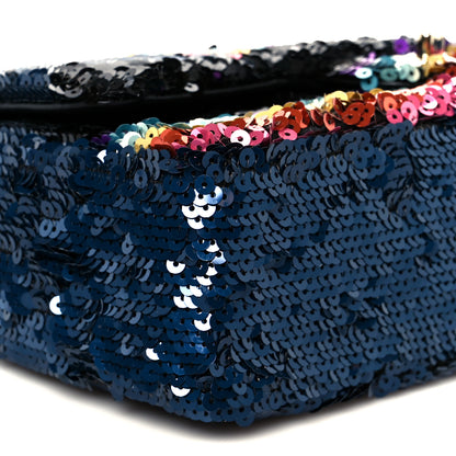 Chanel Sequin Medium Single Flap Blue Black Multicolor 10 of 11