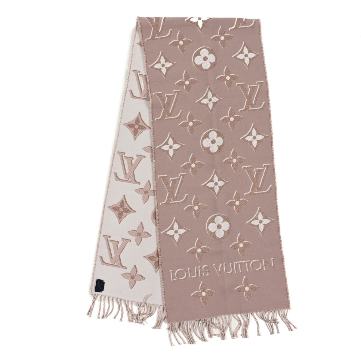 Louis Vuitton Wool Silk Logomania Essential Shine Scarf Pink 2 of 4